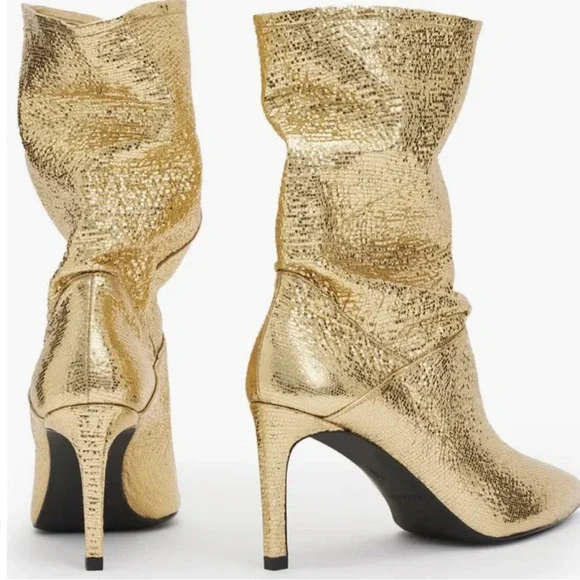 All Saints metallic gold Orlana Pointed Toe Boot